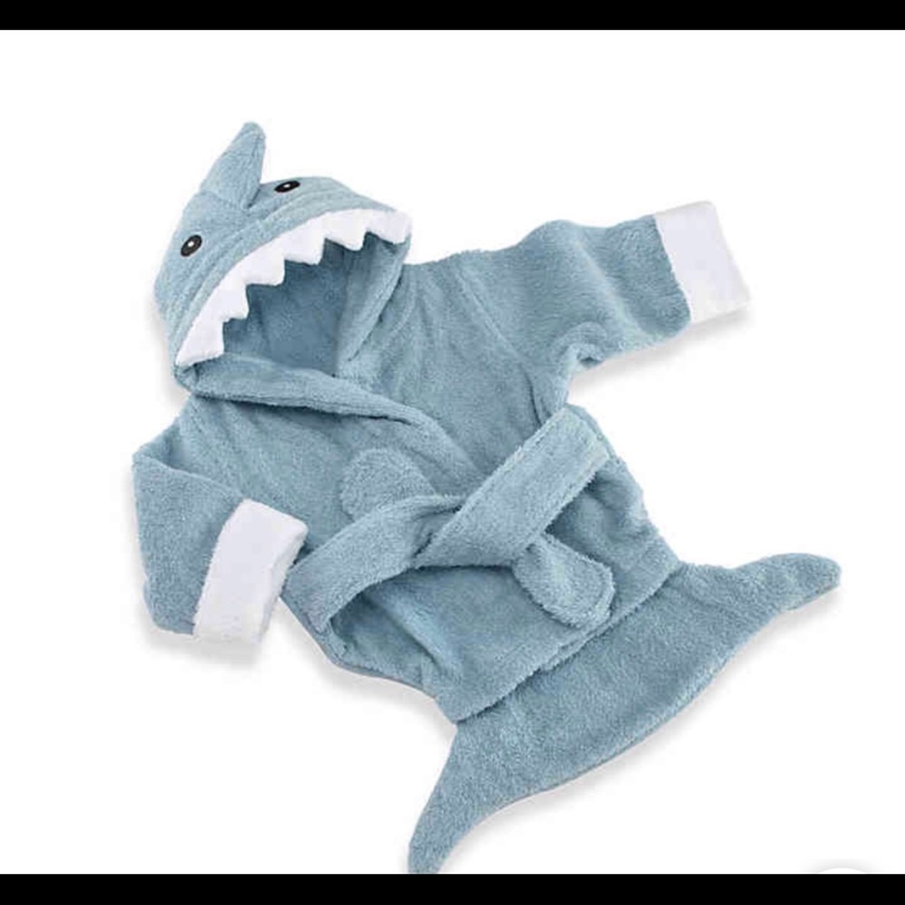 Baby Aspen Blue Terry Shark Bathrobe